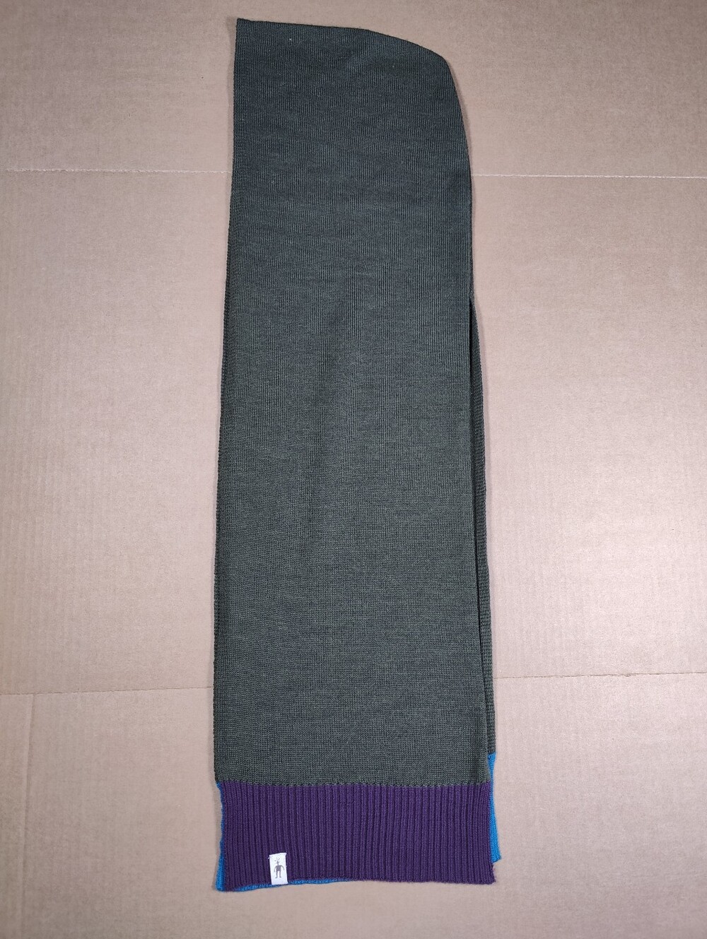 Smartwool Women Olive Green Colorblock Wool Blend Scarf 74" Length